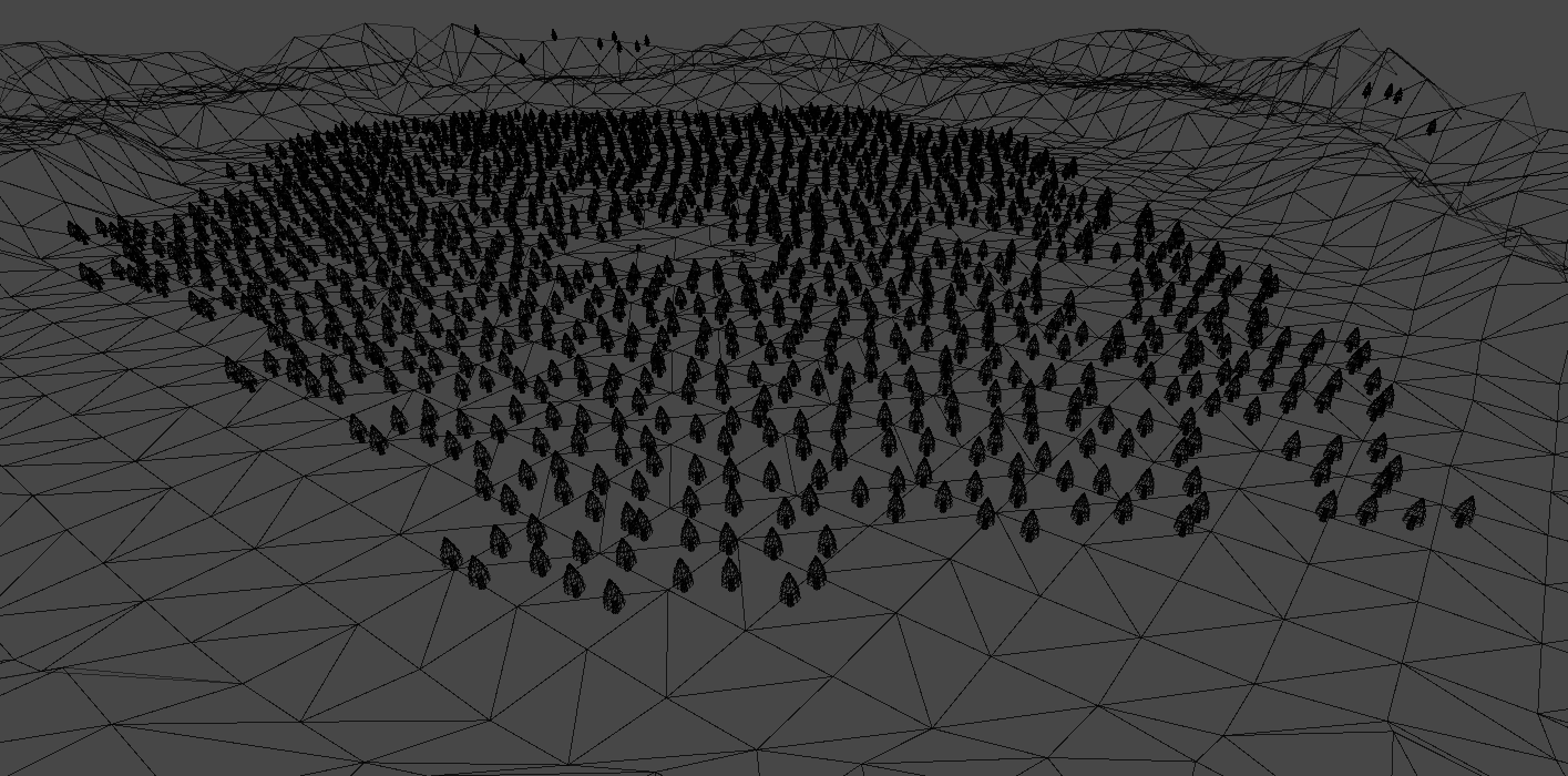 Unity wireframe render of a Scene before optimization