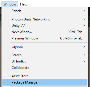 Unity Package Manager Menu