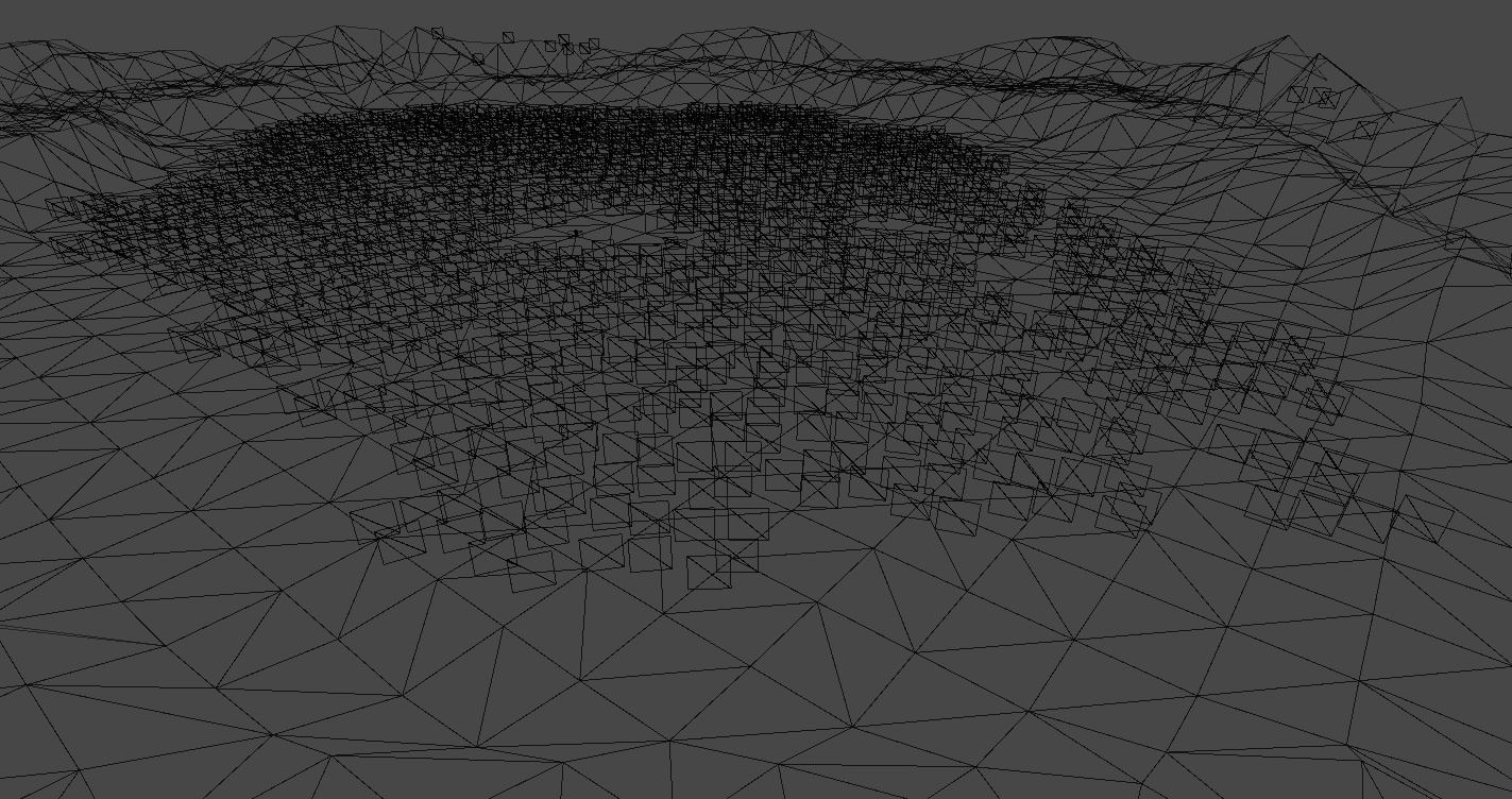 Unity wireframe render of a Scene after optimization